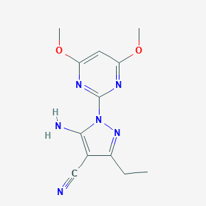 molecular formula C12H14N6O2 B287739 5-amino-1-(4,6-dimethoxy-2-pyrimidinyl)-3-ethyl-1H-pyrazole-4-carbonitrile 