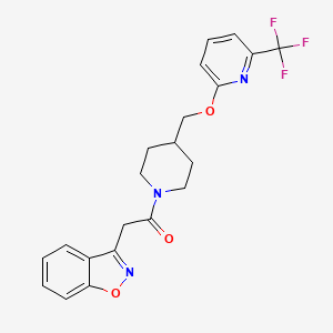 molecular formula C21H20F3N3O3 B2877392 2-(1,2-Benzoxazol-3-yl)-1-[4-[[6-(trifluoromethyl)pyridin-2-yl]oxymethyl]piperidin-1-yl]ethanone CAS No. 2379951-23-0