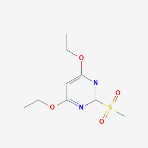 molecular formula C9H14N2O4S B287740 4,6-Diethoxy-2-pyrimidinyl methyl sulfone 