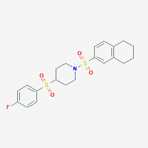 molecular formula C21H24FNO4S2 B2877400 4-((4-氟苯基)磺酰基)-1-((5,6,7,8-四氢萘-2-基)磺酰基)哌啶 CAS No. 1448046-40-9