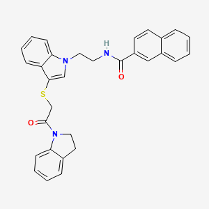 N-(2-(3-((2-(indolin-1-yl)-2-oxoethyl)thio)-1H-indol-1-yl)ethyl)-2-naphthamide