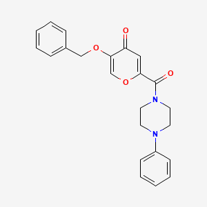 molecular formula C23H22N2O4 B2877404 5-(benzyloxy)-2-(4-phenylpiperazine-1-carbonyl)-4H-pyran-4-one CAS No. 1021023-77-7