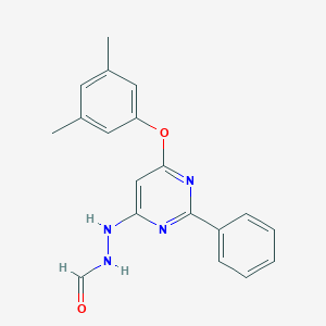 molecular formula C19H18N4O2 B287743 N'-[6-(3,5-dimethylphenoxy)-2-phenyl-4-pyrimidinyl]formic hydrazide 