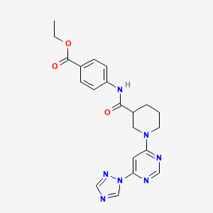 ethyl 4-(1-(6-(1H-1,2,4-triazol-1-yl)pyrimidin-4-yl)piperidine-3-carboxamido)benzoate