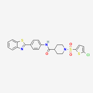 molecular formula C23H20ClN3O3S3 B2877453 N-(4-(benzo[d]thiazol-2-yl)phenyl)-1-((5-chlorothiophen-2-yl)sulfonyl)piperidine-4-carboxamide CAS No. 941946-84-5