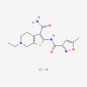 molecular formula C15H19ClN4O3S B2877460 N-(3-carbamoyl-6-ethyl-4,5,6,7-tetrahydrothieno[2,3-c]pyridin-2-yl)-5-methylisoxazole-3-carboxamide hydrochloride CAS No. 1329870-82-7
