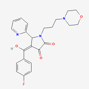 molecular formula C23H24FN3O4 B2877471 4-(4-fluorobenzoyl)-3-hydroxy-1-(3-morpholinopropyl)-5-(pyridin-2-yl)-1H-pyrrol-2(5H)-one CAS No. 618878-09-4