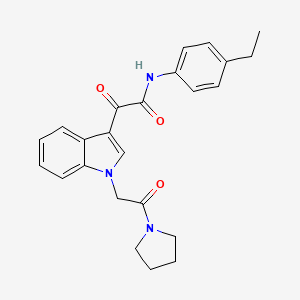 molecular formula C24H25N3O3 B2877475 N-(4-乙基苯基)-2-氧代-2-[1-(2-氧代-2-吡咯烷-1-基乙基)吲哚-3-基]乙酰胺 CAS No. 872849-30-4