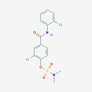 molecular formula C15H14Cl2N2O4S B2877481 2-chloro-4-[(2-chloroanilino)carbonyl]phenyl-N,N-dimethylsulfamate CAS No. 338405-97-3