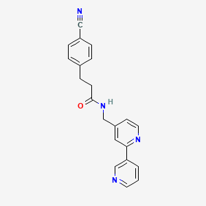 molecular formula C21H18N4O B2877482 N-([2,3'-联吡啶]-4-基甲基)-3-(4-氰基苯基)丙酰胺 CAS No. 2034440-36-1