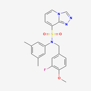 molecular formula C22H21FN4O3S B2877487 N-(3,5-二甲苯基)-N-(3-氟-4-甲氧基苄基)[1,2,4]三唑并[4,3-a]吡啶-8-磺酰胺 CAS No. 1251586-25-0