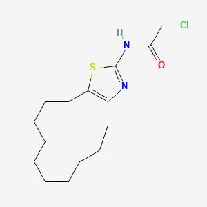 molecular formula C15H23ClN2OS B2877495 2-chloro-N-(4,5,6,7,8,9,10,11,12,13-decahydrocyclododeca[d][1,3]thiazol-2-yl)acetamide CAS No. 1400539-95-8