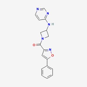 molecular formula C17H15N5O2 B2877526 N-[1-(5-苯基-1,2-恶唑-3-羰基)氮杂环丁-3-基]嘧啶-4-胺 CAS No. 2097899-56-2