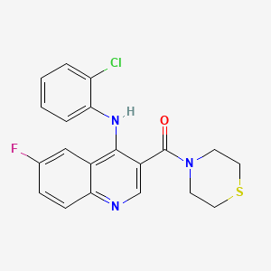 (4-((2-Chlorophenyl)amino)-6-fluoroquinolin-3-yl)(thiomorpholino)methanone