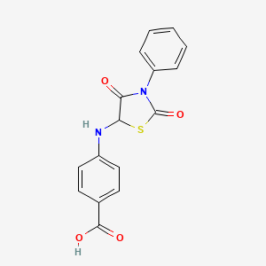 molecular formula C16H12N2O4S B2877547 4-[(2,4-二氧代-3-苯基-1,3-噻唑烷-5-基)氨基]苯甲酸 CAS No. 348078-44-4