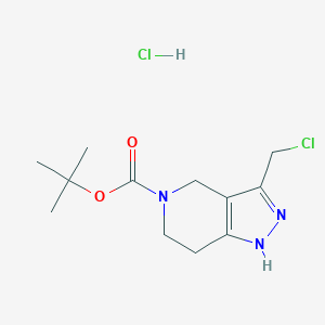 molecular formula C12H19Cl2N3O2 B2877550 tert-Butyl 3-(chloromethyl)-1,4,6,7-tetrahydro-5H-pyrazolo[4,3-c]pyridine-5-carboxylate hydrochloride CAS No. 2309469-42-7