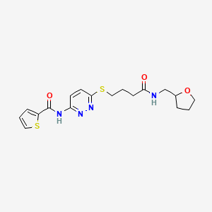 molecular formula C18H22N4O3S2 B2877553 N-(6-((4-oxo-4-(((tetrahydrofuran-2-yl)methyl)amino)butyl)thio)pyridazin-3-yl)thiophene-2-carboxamide CAS No. 1040648-82-5