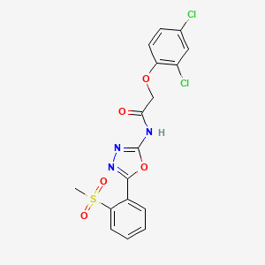 molecular formula C17H13Cl2N3O5S B2877561 2-(2,4-dichlorophenoxy)-N-(5-(2-(methylsulfonyl)phenyl)-1,3,4-oxadiazol-2-yl)acetamide CAS No. 886923-32-6