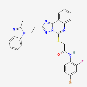 molecular formula C27H21BrFN7OS B2877567 N-(4-bromo-2-fluorophenyl)-2-[[2-[2-(2-methylbenzimidazol-1-yl)ethyl]-[1,2,4]triazolo[1,5-c]quinazolin-5-yl]sulfanyl]acetamide CAS No. 896700-04-2