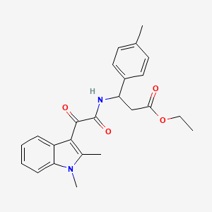 molecular formula C24H26N2O4 B2877568 3-[(1,2-二甲基-1H-吲哚-3-基)(氧代)乙酰基]氨基-3-(4-甲基苯基)丙酸乙酯 CAS No. 862831-98-9