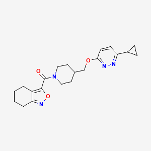 molecular formula C21H26N4O3 B2877571 [4-[(6-Cyclopropylpyridazin-3-yl)oxymethyl]piperidin-1-yl]-(4,5,6,7-tetrahydro-2,1-benzoxazol-3-yl)methanone CAS No. 2319717-72-9