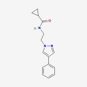 molecular formula C15H17N3O B2877572 N-(2-(4-phenyl-1H-pyrazol-1-yl)ethyl)cyclopropanecarboxamide CAS No. 2034417-56-4