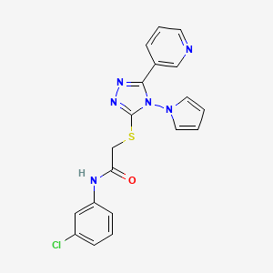 molecular formula C19H15ClN6OS B2877583 N-(3-chlorophenyl)-2-{[5-(pyridin-3-yl)-4-(1H-pyrrol-1-yl)-4H-1,2,4-triazol-3-yl]sulfanyl}acetamide CAS No. 886929-36-8