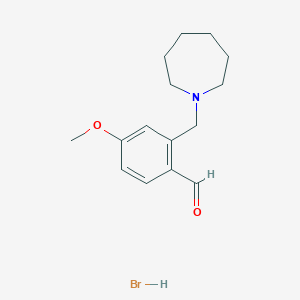 molecular formula C15H22BrNO2 B2877584 2-(Azepan-1-ylmethyl)-4-methoxybenzaldehyde hydrobromide CAS No. 1119452-30-0; 1993194-84-5