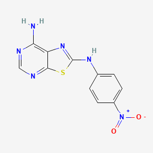 molecular formula C11H8N6O2S B2877595 N~2~-(4-nitrophenyl)[1,3]thiazolo[5,4-d]pyrimidine-2,7-diamine CAS No. 339029-13-9