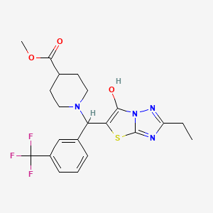 Methyl 1-((2-ethyl-6-hydroxythiazolo[3,2-b][1,2,4]triazol-5-yl)(3-(trifluoromethyl)phenyl)methyl)piperidine-4-carboxylate