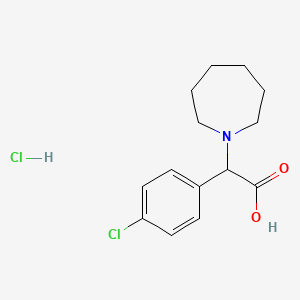 molecular formula C14H19Cl2NO2 B2877619 2-(Azepan-1-yl)-2-(4-chlorophenyl)acetic acid hydrochloride CAS No. 1956310-41-0