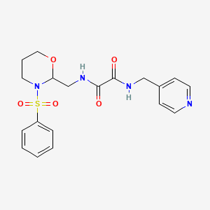 molecular formula C19H22N4O5S B2877628 N1-((3-(苯磺酰基)-1,3-恶唑烷-2-基)甲基)-N2-(吡啶-4-基甲基)草酰胺 CAS No. 872881-22-6
