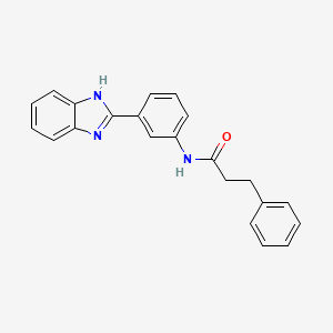 molecular formula C22H19N3O B2877632 N-[3-(1H-benzimidazol-2-yl)phenyl]-3-phenylpropanamide CAS No. 477493-60-0