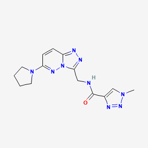 molecular formula C14H17N9O B2877635 1-methyl-N-((6-(pyrrolidin-1-yl)-[1,2,4]triazolo[4,3-b]pyridazin-3-yl)methyl)-1H-1,2,3-triazole-4-carboxamide CAS No. 2034370-00-6