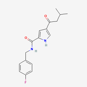 molecular formula C17H19FN2O2 B2877661 N-[(4-fluorophenyl)methyl]-4-(3-methylbutanoyl)-1H-pyrrole-2-carboxamide CAS No. 478259-39-1