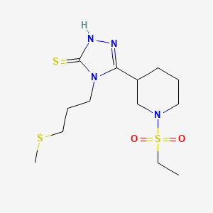 molecular formula C13H24N4O2S3 B2877663 5-[1-(乙基磺酰基)哌啶-3-基]-4-[3-(甲硫基)丙基]-4H-1,2,4-三唑-3-硫醇 CAS No. 932875-84-8