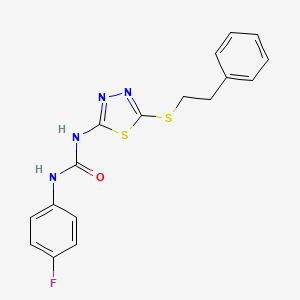 molecular formula C17H15FN4OS2 B2877669 1-(4-氟苯基)-3-(5-(苯乙硫)-1,3,4-噻二唑-2-基)脲 CAS No. 922643-72-9