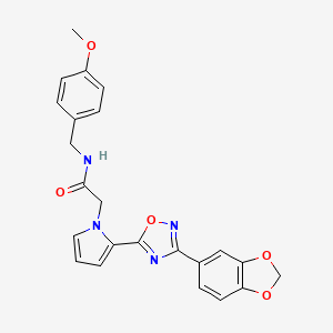 molecular formula C23H20N4O5 B2877685 2-{2-[3-(1,3-benzodioxol-5-yl)-1,2,4-oxadiazol-5-yl]-1H-pyrrol-1-yl}-N-(4-methoxybenzyl)acetamide CAS No. 1260992-16-2
