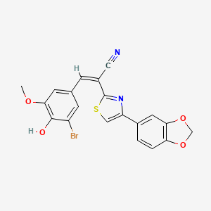 molecular formula C20H13BrN2O4S B2877691 (Z)-2-(4-(benzo[d][1,3]dioxol-5-yl)thiazol-2-yl)-3-(3-bromo-4-hydroxy-5-methoxyphenyl)acrylonitrile CAS No. 683254-73-1