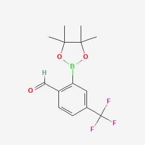 molecular formula C14H16BF3O3 B2877705 2-(4,4,5,5-Tetramethyl-1,3,2-dioxaborolan-2-yl)-4-(trifluoromethyl)benzaldehyde CAS No. 1416721-24-8
