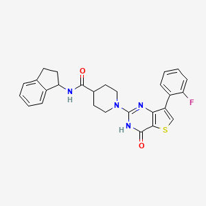 N-(2,3-dihydro-1H-inden-1-yl)-1-[7-(2-fluorophenyl)-4-oxo-3,4-dihydrothieno[3,2-d]pyrimidin-2-yl]piperidine-4-carboxamide
