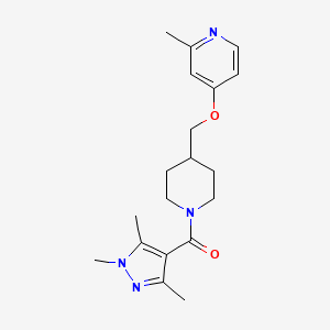 molecular formula C19H26N4O2 B2877721 [4-[(2-Methylpyridin-4-yl)oxymethyl]piperidin-1-yl]-(1,3,5-trimethylpyrazol-4-yl)methanone CAS No. 2380060-29-5