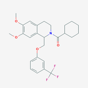 molecular formula C26H30F3NO4 B2877743 cyclohexyl(6,7-dimethoxy-1-((3-(trifluoromethyl)phenoxy)methyl)-3,4-dihydroisoquinolin-2(1H)-yl)methanone CAS No. 681154-24-5