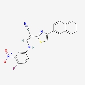 molecular formula C22H13FN4O2S B2877760 (Z)-3-((4-fluoro-3-nitrophenyl)amino)-2-(4-(naphthalen-2-yl)thiazol-2-yl)acrylonitrile CAS No. 477298-57-0
