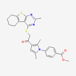 Methyl 4-[2,5-dimethyl-3-[2-[(2-methyl-5,6,7,8-tetrahydro-[1]benzothiolo[2,3-d]pyrimidin-4-yl)sulfanyl]acetyl]pyrrol-1-yl]benzoate