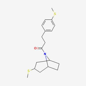 molecular formula C18H25NOS2 B2877777 1-((1R,5S)-3-(甲硫基)-8-氮杂双环[3.2.1]辛-8-基)-3-(4-(甲硫基)苯基)丙-1-酮 CAS No. 1788560-39-3