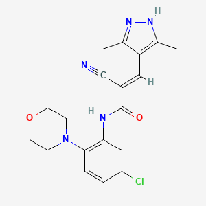 molecular formula C19H20ClN5O2 B2877782 (E)-N-(5-chloro-2-morpholin-4-ylphenyl)-2-cyano-3-(3,5-dimethyl-1H-pyrazol-4-yl)prop-2-enamide CAS No. 1238870-45-5