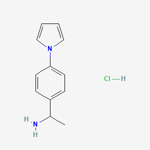 molecular formula C12H15ClN2 B2877788 1-[4-(1H-Pyrrol-1-yl)phenyl]ethanamine hydrochloride CAS No. 1820711-37-2