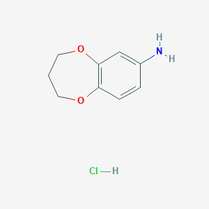 molecular formula C9H12ClNO2 B2877794 3,4-Dihydro-2H-1,5-benzodioxepin-7-amine hydrochloride CAS No. 1171441-67-0