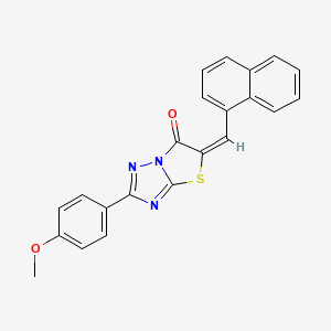 molecular formula C22H15N3O2S B2877796 (E)-2-(4-methoxyphenyl)-5-(naphthalen-1-ylmethylene)thiazolo[3,2-b][1,2,4]triazol-6(5H)-one CAS No. 616214-09-6